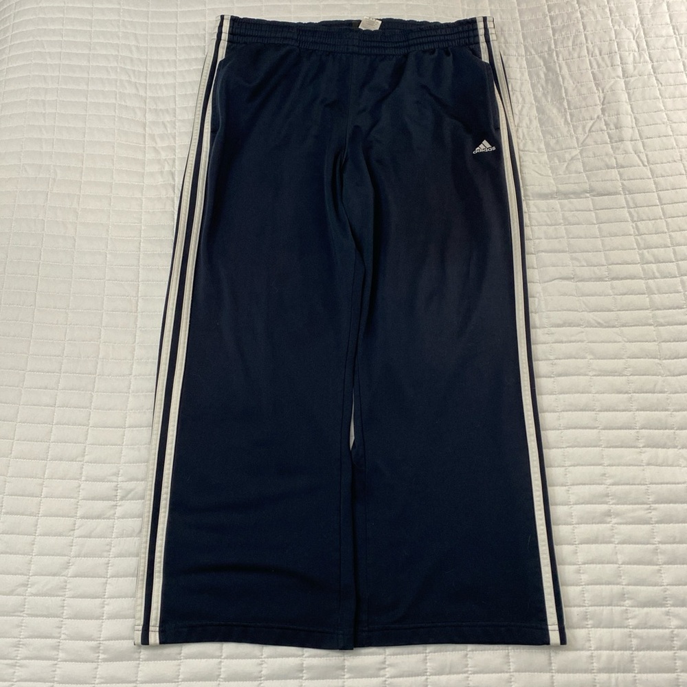 Baggy wide leg navy and white striped adidas pants size S